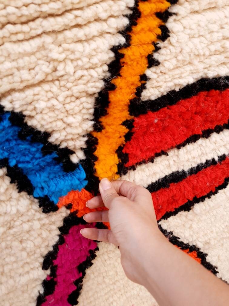 Fine Moroccan rug 5.6x8.5 Original Artist rug, Azilal rug Designer rug, Perfect Bedroom, living room or nursery rug ZAYA145