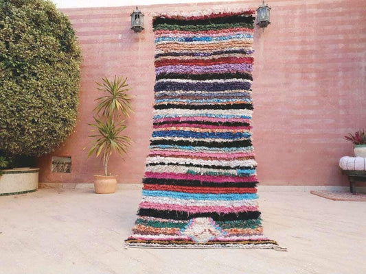 Vintage moroccan rug  2.4x6 Pretty Boucherouite runner rug, gorgeous berber rug, colorful morrocan rug