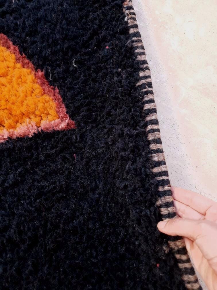 50% OFF CLOSING SALE Beautiful Moroccan rug 6.5x10.2 Gorgeous Abstact black large Beni Ourain Rug, bedroom rug living room rug