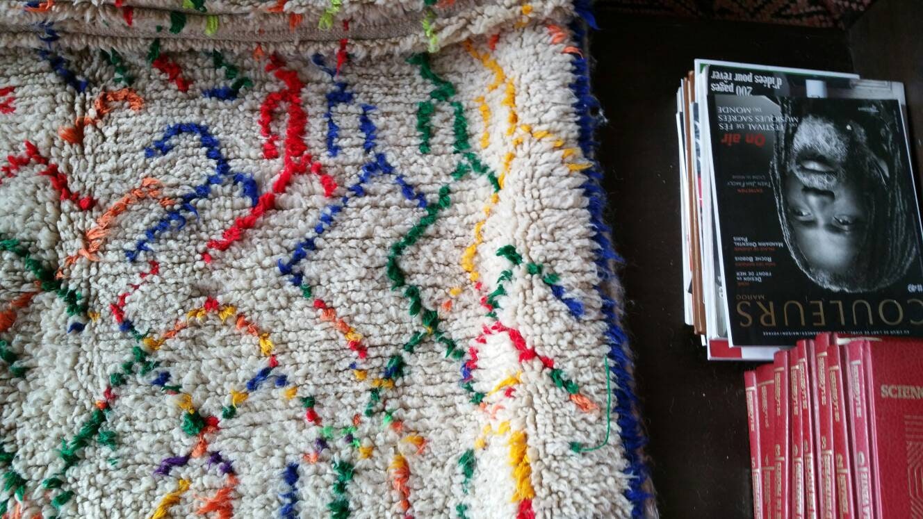 Vintage Moroccan Rug 4×8 ft Berber Azilal Rug, Vintage Beni ourain rug, bedroom rug, living room rug, morrocan carpet, boho rug, tribal rug