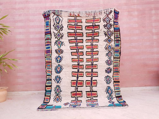 50% OFF CLOSING SALE Vintage Moroccan Rug, Stunning Genuine Unique Azilal Rug 4.6x6.7 Authentic Antique Berber Rug | living room boujaad rug