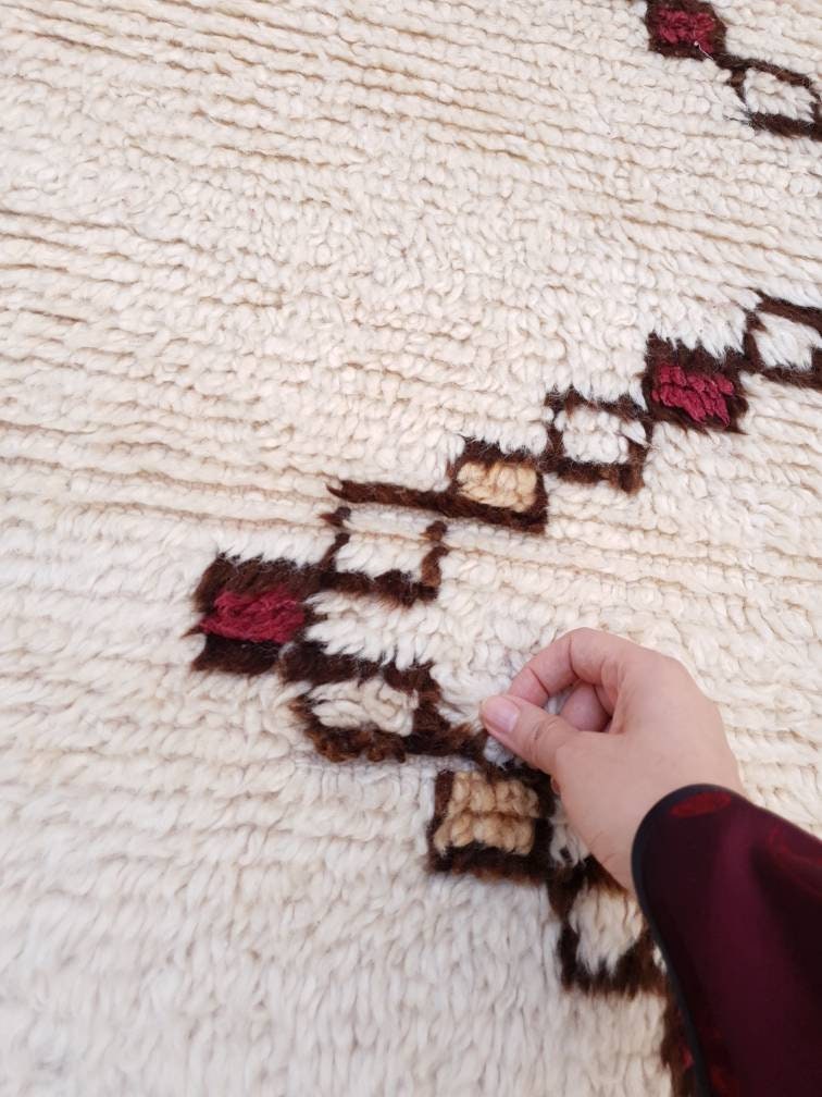 Vintage Moroccan Rug 4x6 Gorgeous Unique Berber Azilal Rug, Soft Wool bedroom rug living room rug boho rug, dark brown ivo