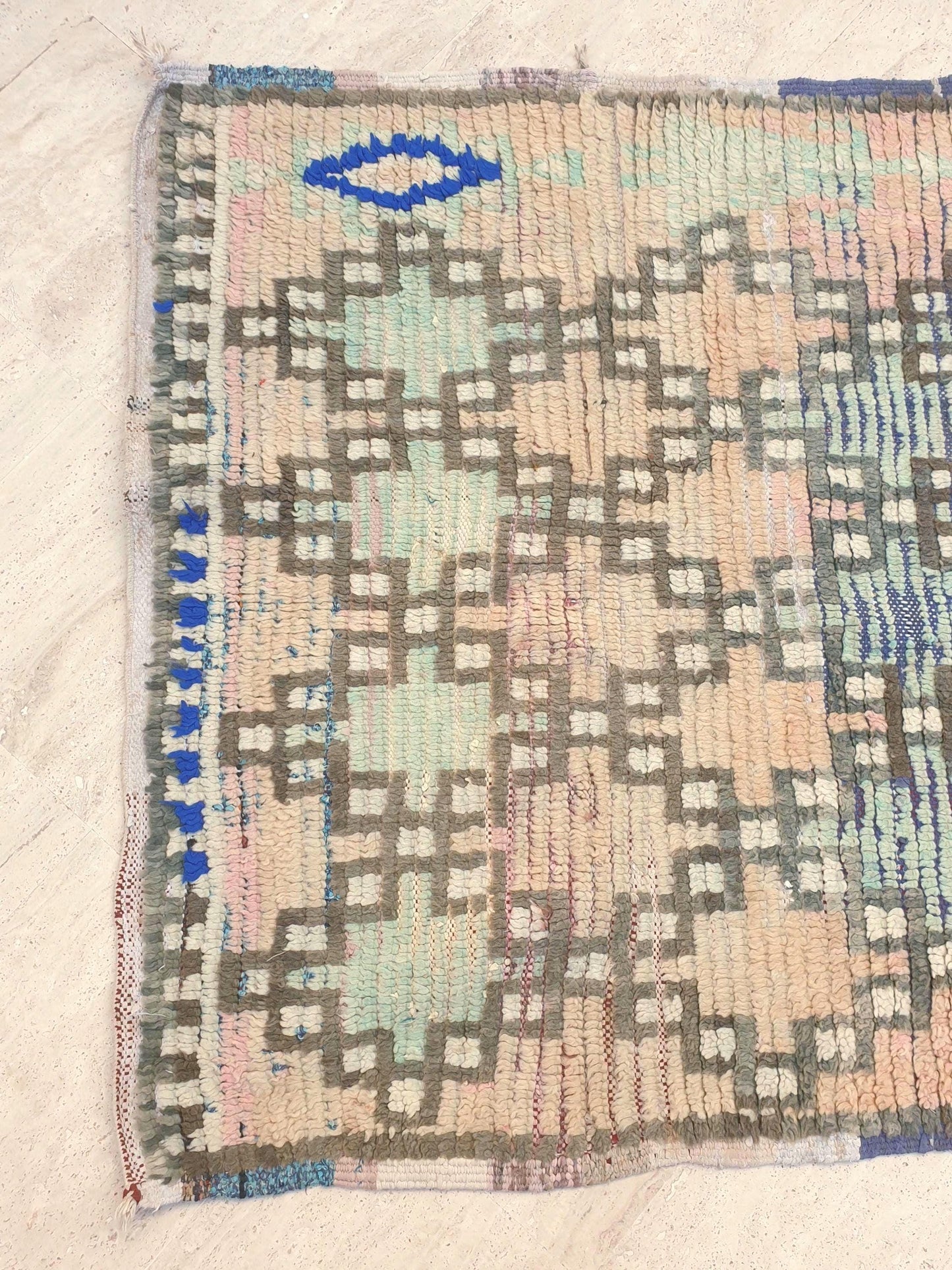 50% OFF CLOSING SALE Vintage Moroccan Rug 3.6x6 Stunning Antique Geometric rug, blush pastels boujaad berber rug, artistic rug bedroom rug