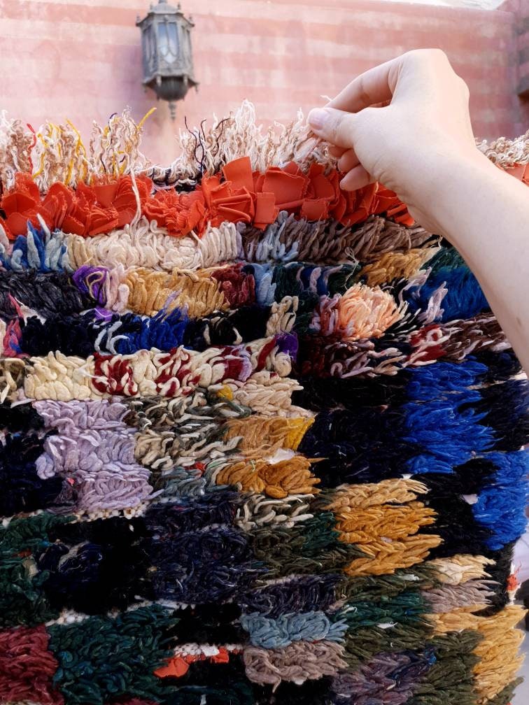 Vintage Moroccan Runner Rug 2.7x6.2 Boujaad rug, Boucherouite  Rug, Boujad Moroccan Rug, Berber Hallway rug, living room rug, Runner Rug