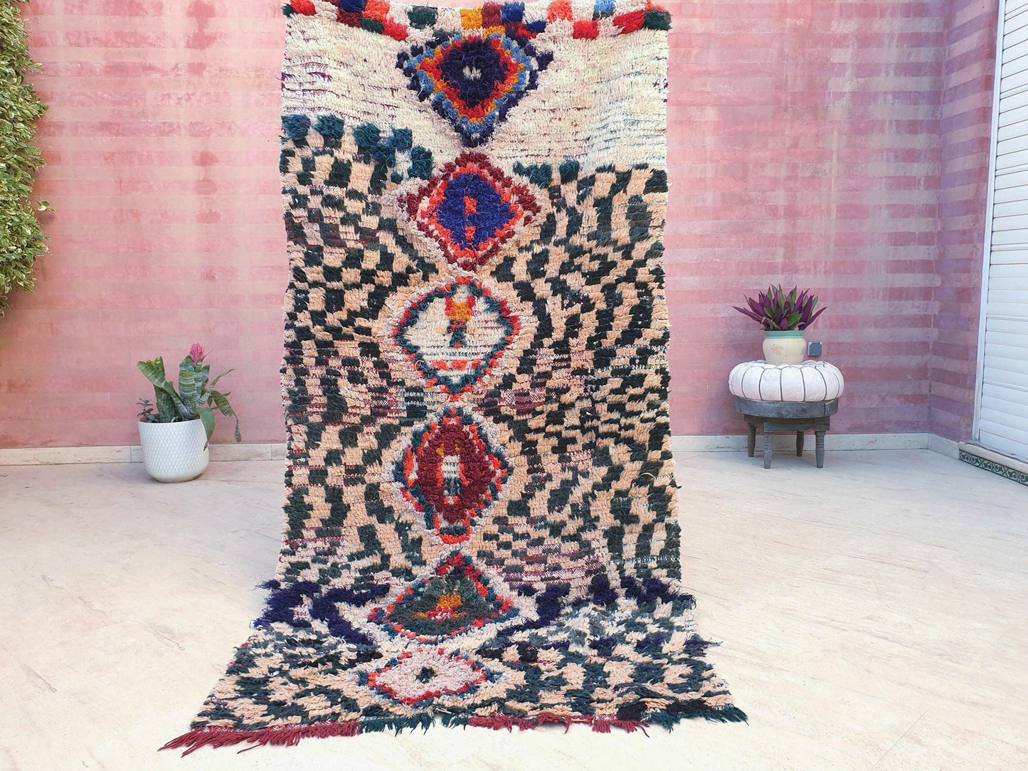 50% OFF CLOSING SALE Vintage Moroccan rug 3.8x7.6 "Sahara" Unique Boujaad Rug Collector vintage boujad rug beni ourain rug