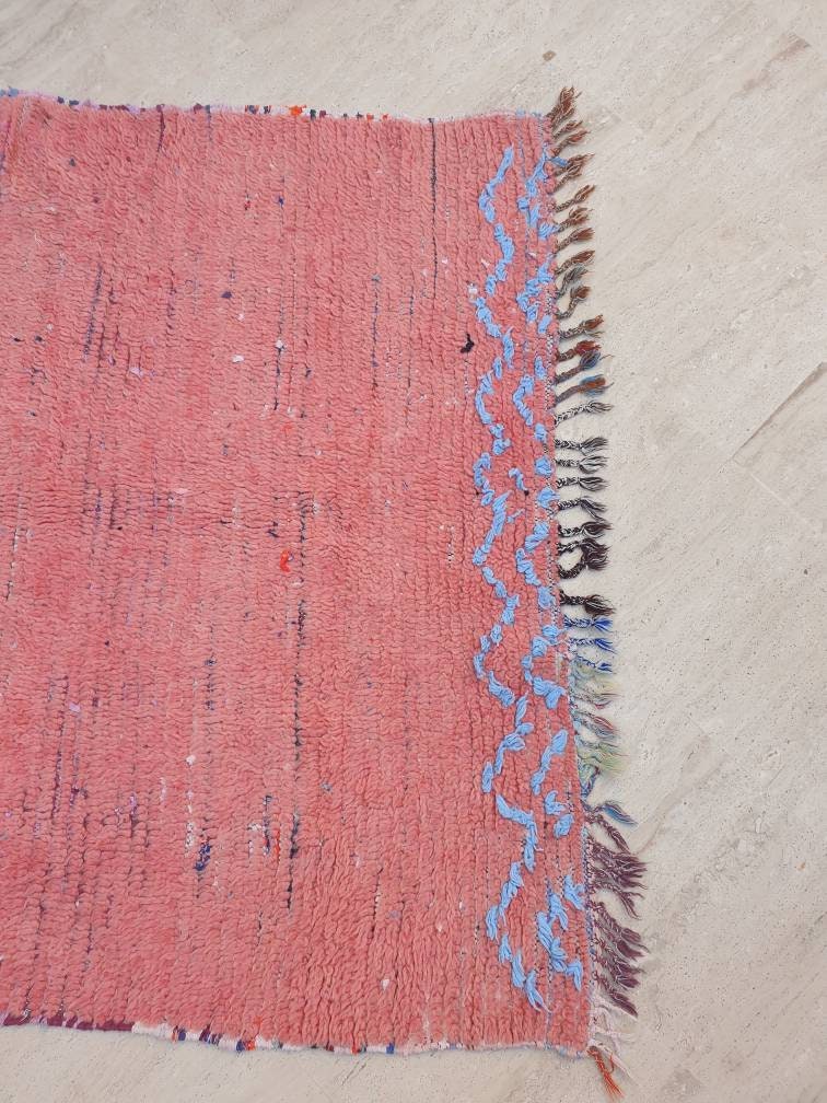 50% OFF CLOSING SALE Vintage Moroccan Rug 4.1x9.2 gorgeous Pink rug Boujaad rug Tribal berber rug boujad rug Cyan Pink berber rug