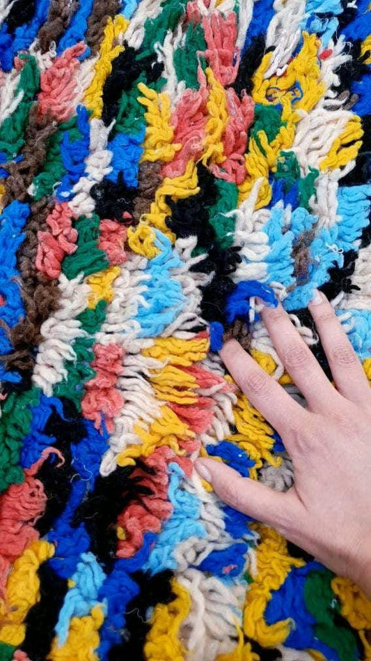 50% OFF CLOSING SALE Vintage Moroccan Rug 4.1x8.5 Bojaad rug Unique Stunning Berber bedroom rug, Colorful living room rug boho Azilal rug