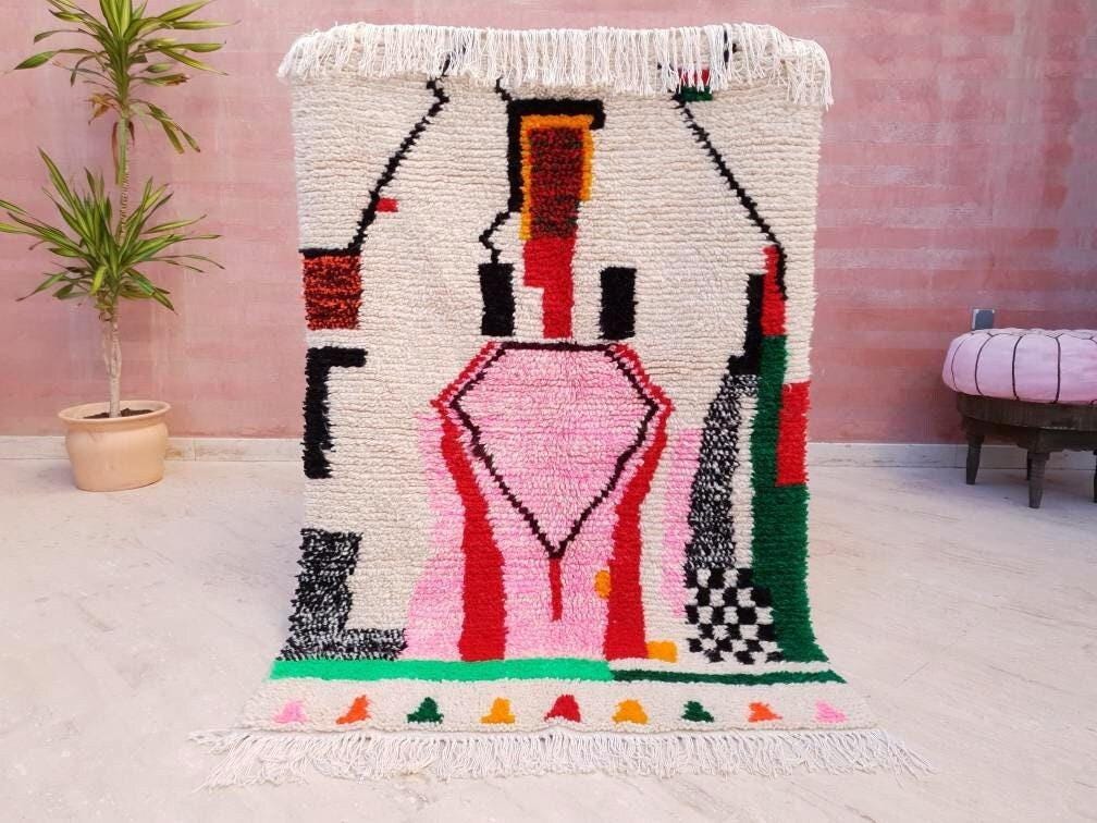Fine Moroccan rug, 3.5x5.1 original Artist rug Azilal rug Designer rug berber colorful rug bedroom rug l