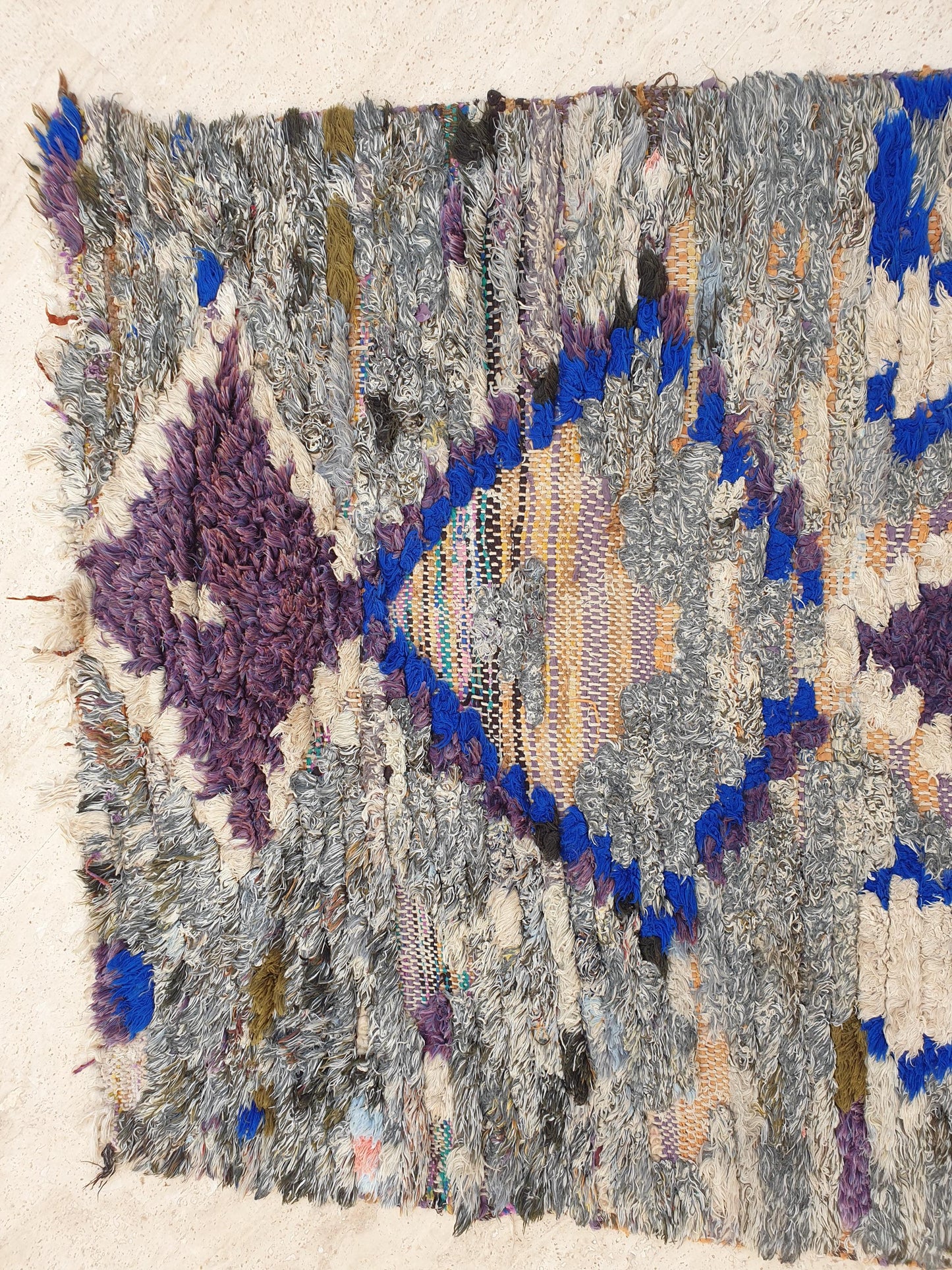 Gorgeous Moroccan Runner rug 2.5x7 unique gray purple abstract tribal rug, kitchen rug, statement hallway rug