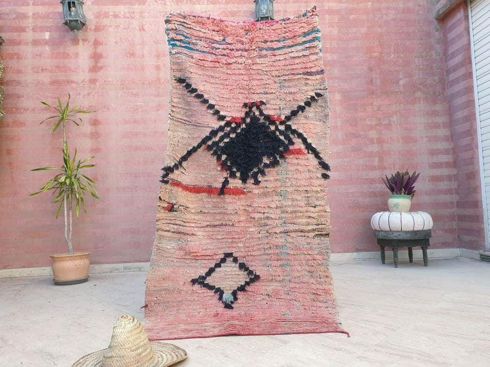 Vintage Moroccan Rug 3.4x6.7 Stunning Moroccan boujaad Rug blush pink rug Antique rug living room rug beni ourain rug