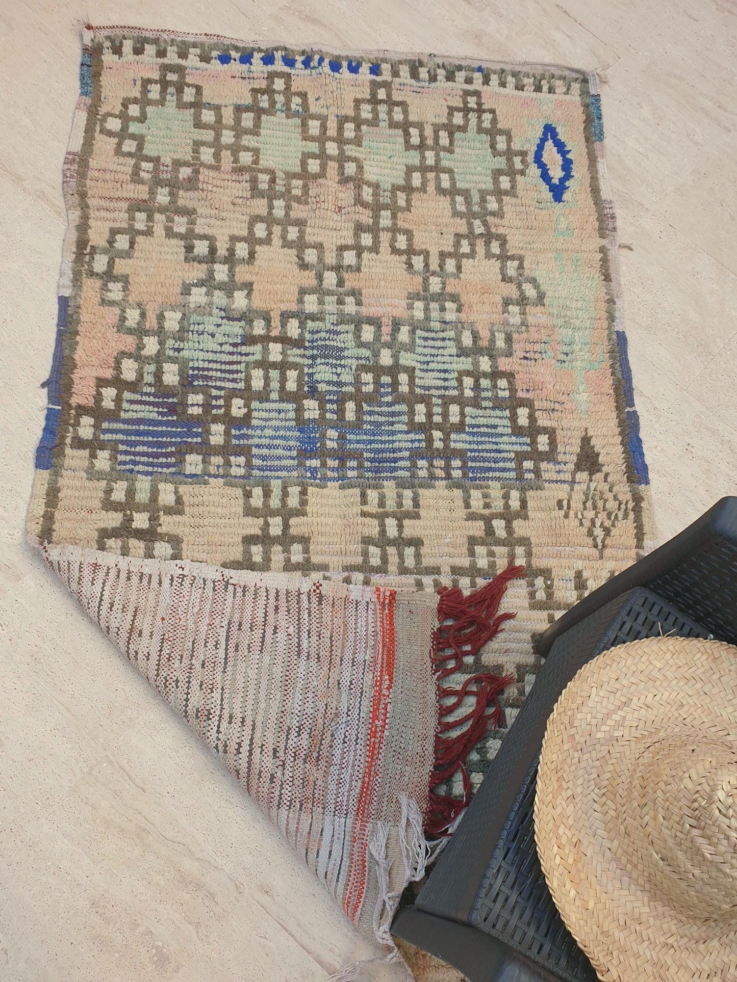 50% OFF CLOSING SALE Vintage Moroccan Rug 3.6x6 Stunning Antique Geometric rug, blush pastels boujaad berber rug, artistic rug bedroom rug