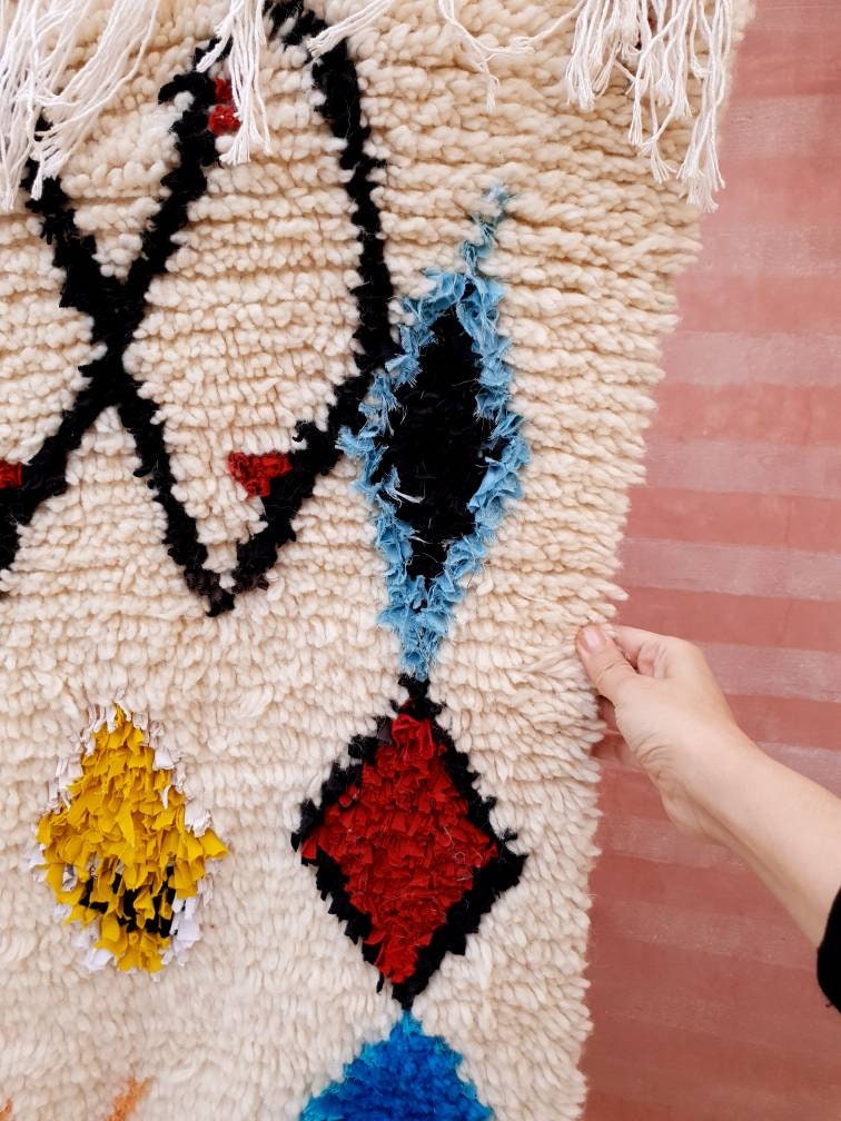 Fine Moroccan Rug 5.3x8.6 Azilal Rug "Lady in Red" Super Pretty Berber rug, Authentic Wool High Atlas Morocco rug, bedroom  nursery rug