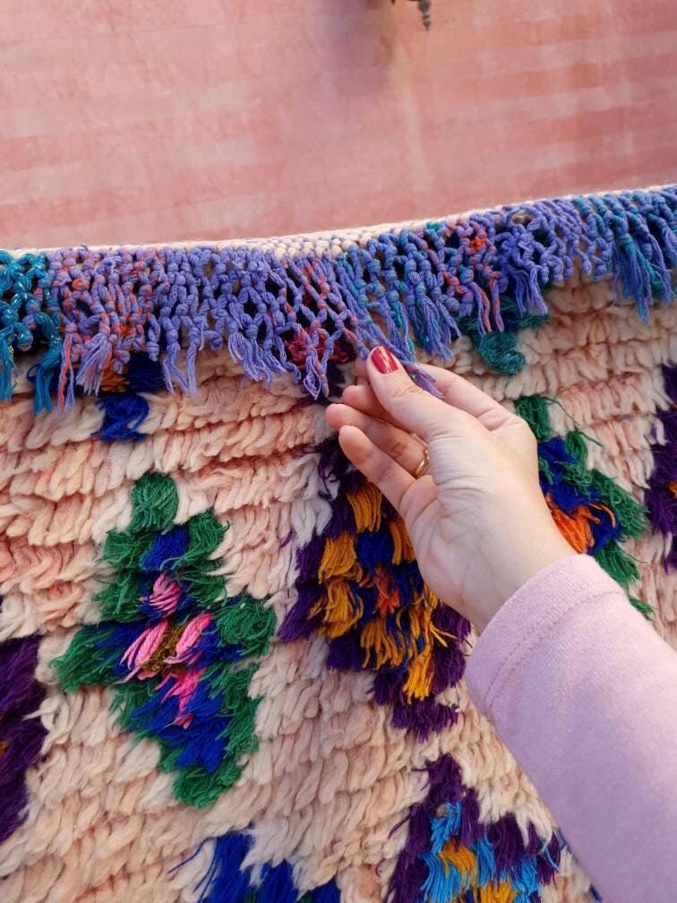 Gorgeous Moroccan Rug 4.5x8.1 Super Pretty Pastels Colorful rug  Blush moroccan rug,  beni ourain rug soft handmade rug living room rug
