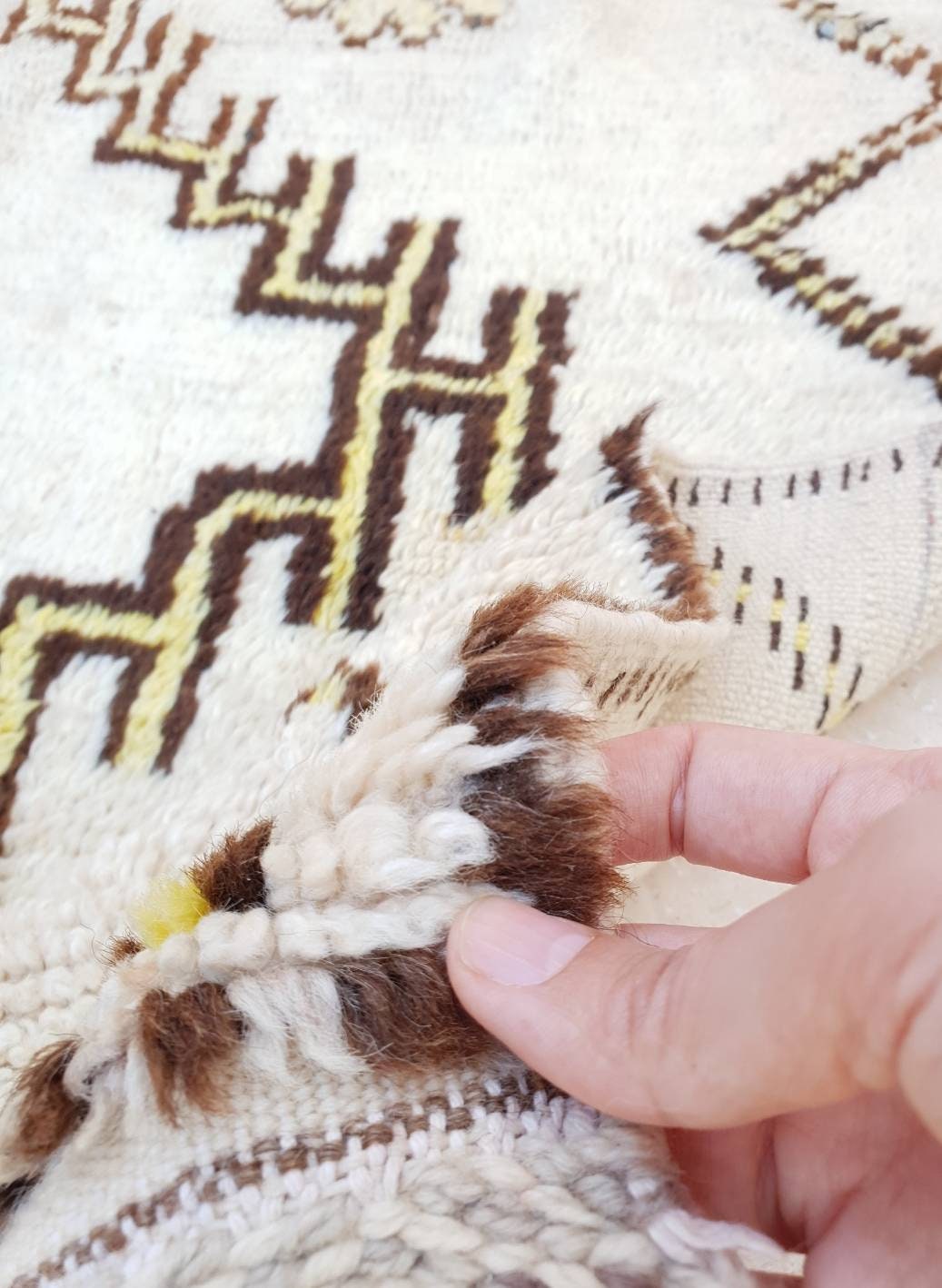 50% OFF CLOSING SALE Vintage morrocan Rug, unique beige Brown yellow Azilal rug, berber rug beni ourain rug boujad rug