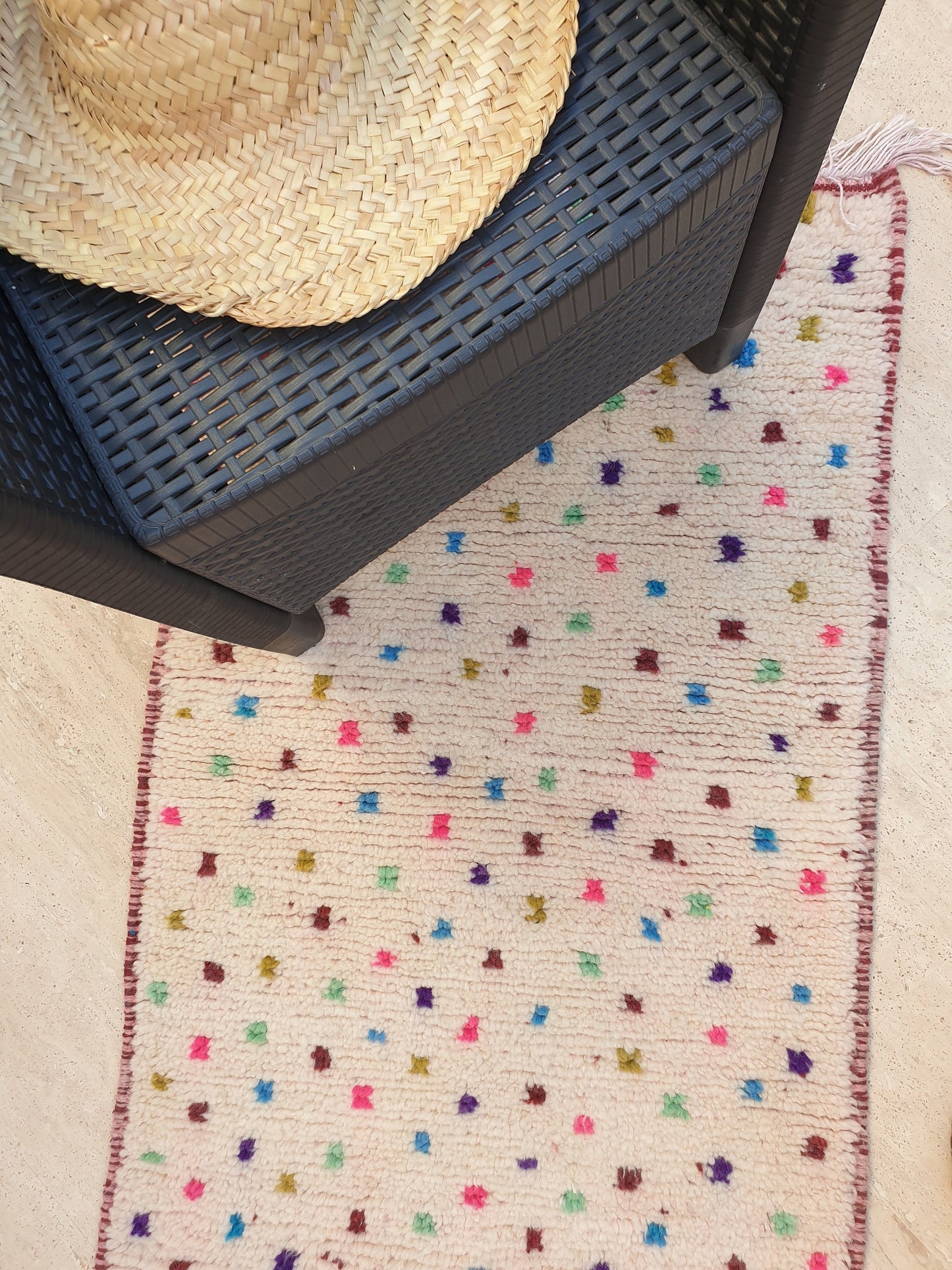 50% OFF CLOSING SALE Beautiful Moroccan Runner rug 2.4x6.8 dotted wool rug,colorful dots moroccan carpet, berber tribal rug