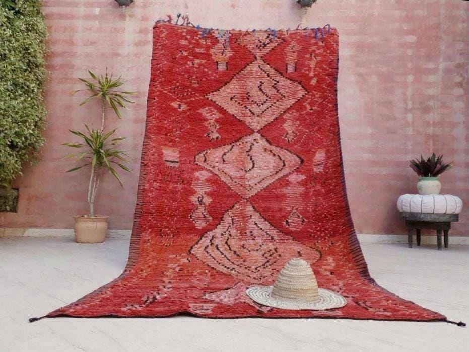 50% OFF CLOSING SALE Vintage Moroccan rug 5x8.7 Precious boujaad rug blush red carpet, Incredible Unique tribal living room rug