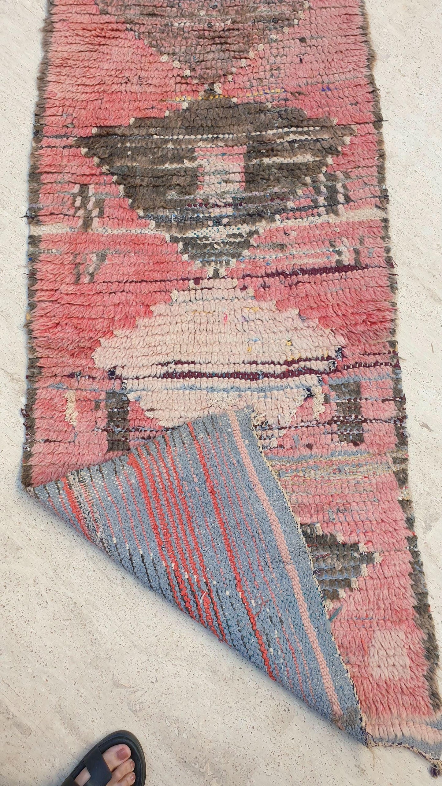 50% OFF CLOSING SALE Vintage Moroccan Rug 2.2x11.8 Stunning Moroccan boujaad Runner Rug, blush pink rug, long hallway rug Abstract carpet
