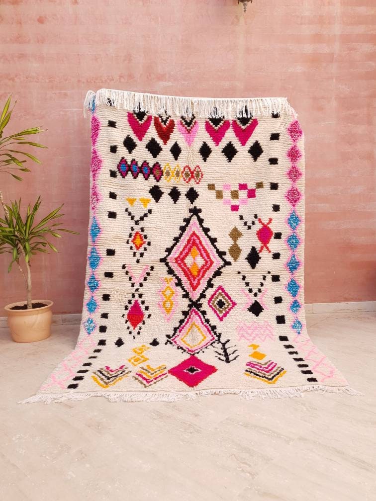 Fine Moroccan rug, 5x8 Original Artist rug BY Me, Azilal rug Designer rug Berber colorful rug morrocan rug Bedroom rug living room rug