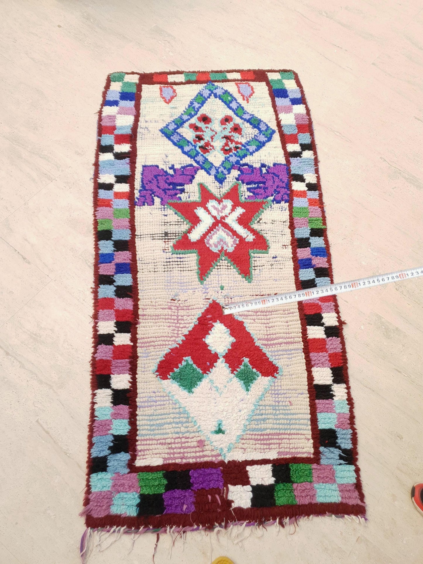 Vintage Moroccan Rug, 3.3x7.6 gray runner rug morrocan rug beni ourain rug, grey boujaad rug bedroom rug living room rug boucherouite rug