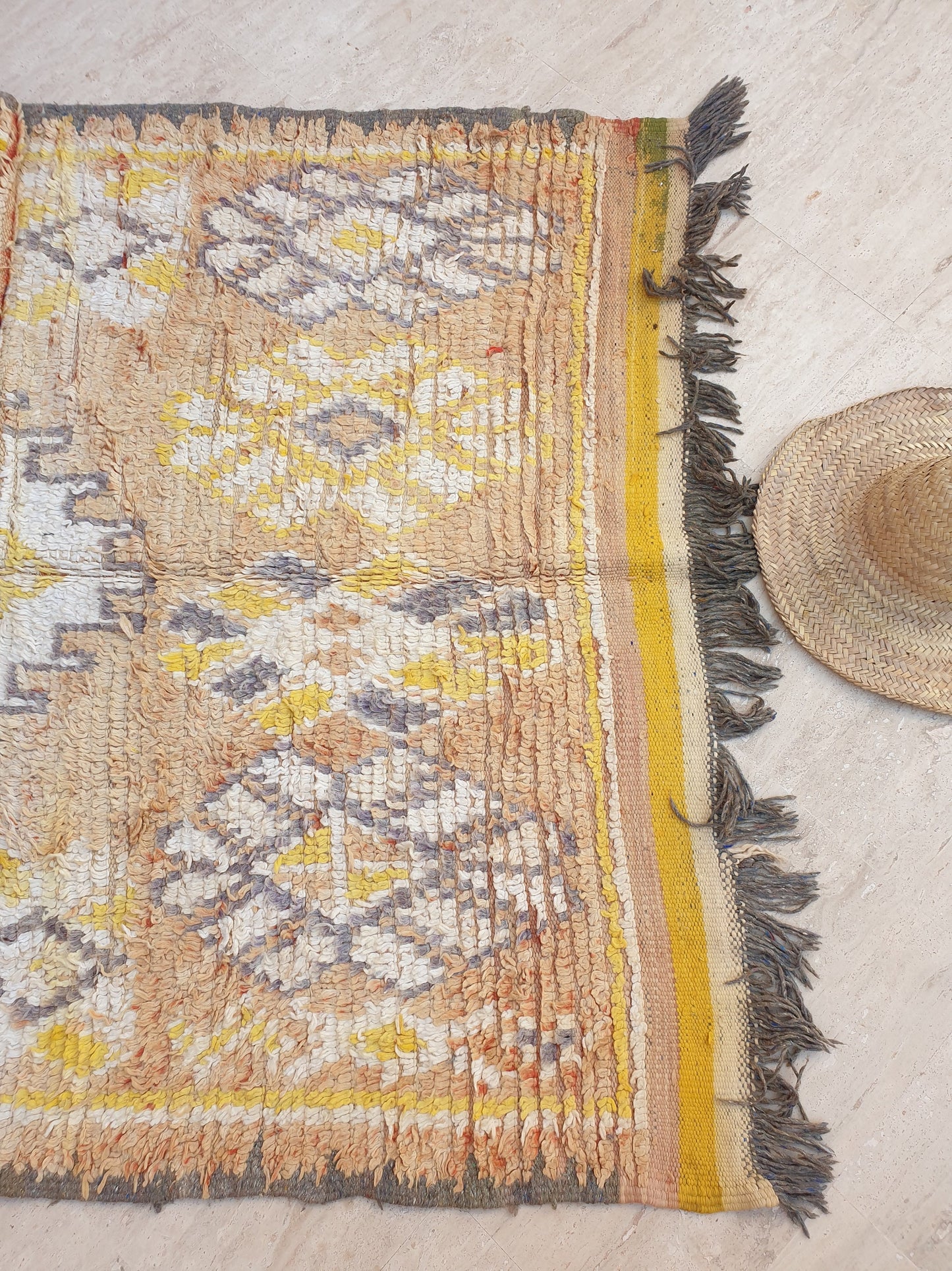 50% OFF CLOSING  SALE Stunning Moroccan rug 5x8.8 Rare Antique Yellow Gray Vintage Boujad rug Authentic  Morrocan Tribal Saffron rug