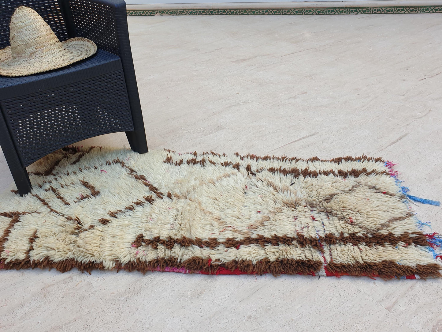 Vintage Moroccan rug 2.2x5 Gorgeous offwhite Beige  rug | Unique Authentic vintage azilal  rug boujaad rug