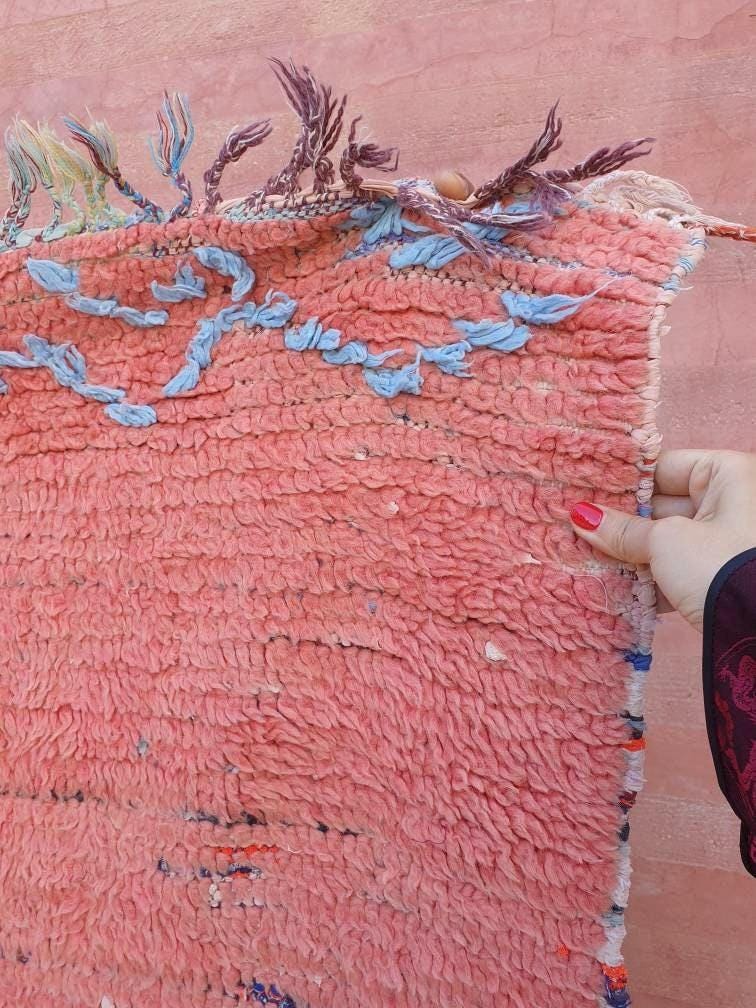 50% OFF CLOSING SALE Vintage Moroccan Rug 4.1x9.2 gorgeous Pink rug Boujaad rug Tribal berber rug boujad rug Cyan Pink berber rug