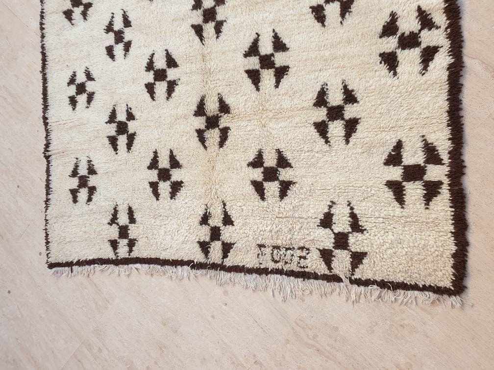 Vintage Moroccan Rug | 5.8x8.8 Stunning Authentic Vintage Beni Ourain Rug | Offwhite Cream Brown Unique Berber rug