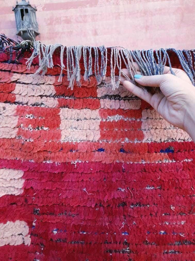 50% OFF CLOSING SALE Vintage Moroccan rug 3.1x8.1 Gorgeous Boujaad runner rug, Maroon Beet Purple Boujad rug, Entry hallway rug