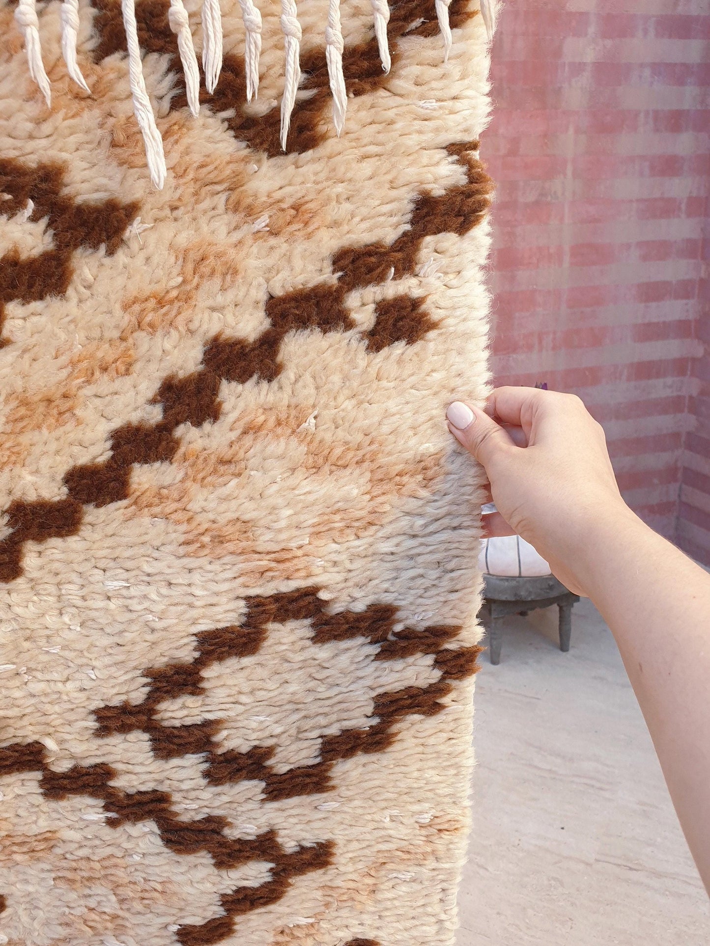 50% OFF CLOSING SALE Vintage Moroccan Rug 2.4x6.4  Gorgeous offwhite Beige rug |  geometric beige brown azilal  rug boujaad rug | entr