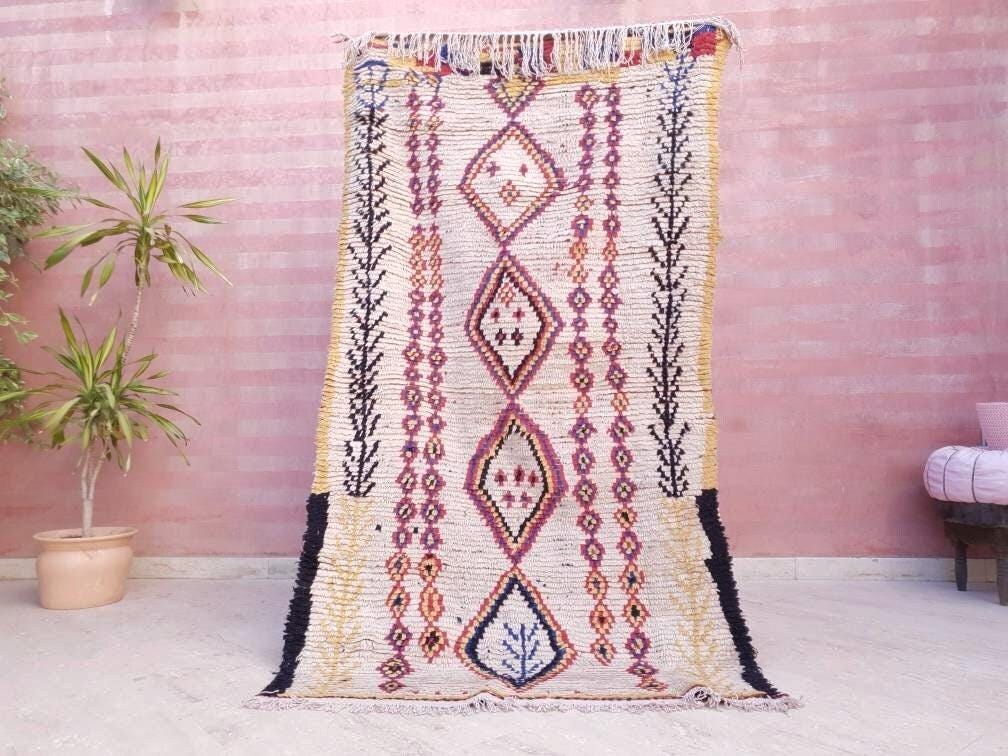 Vintage Moroccan rug 3.8x7.2 Azilal rug, midcentury berber morrocan rug bedroom rug living room rug boho rug boujaad rug