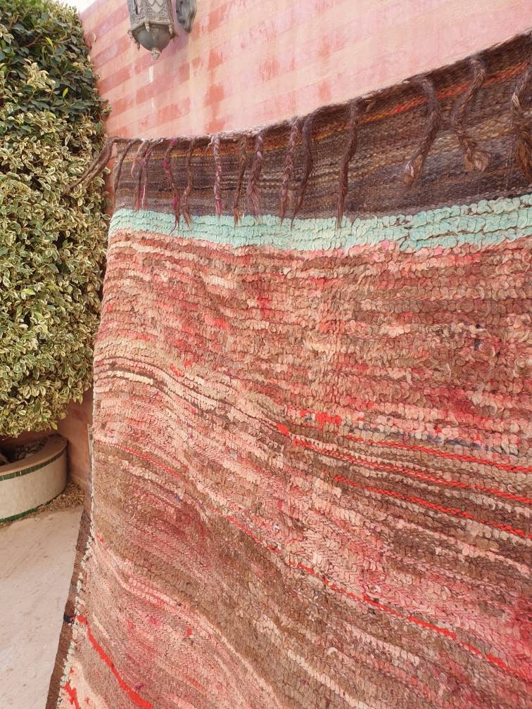Vintage Moroccan Rug 5.3x10.3 "Blush Sahara" Stunning Blush pink rug | Unique Boujaad rug | blush pink bedroom rug