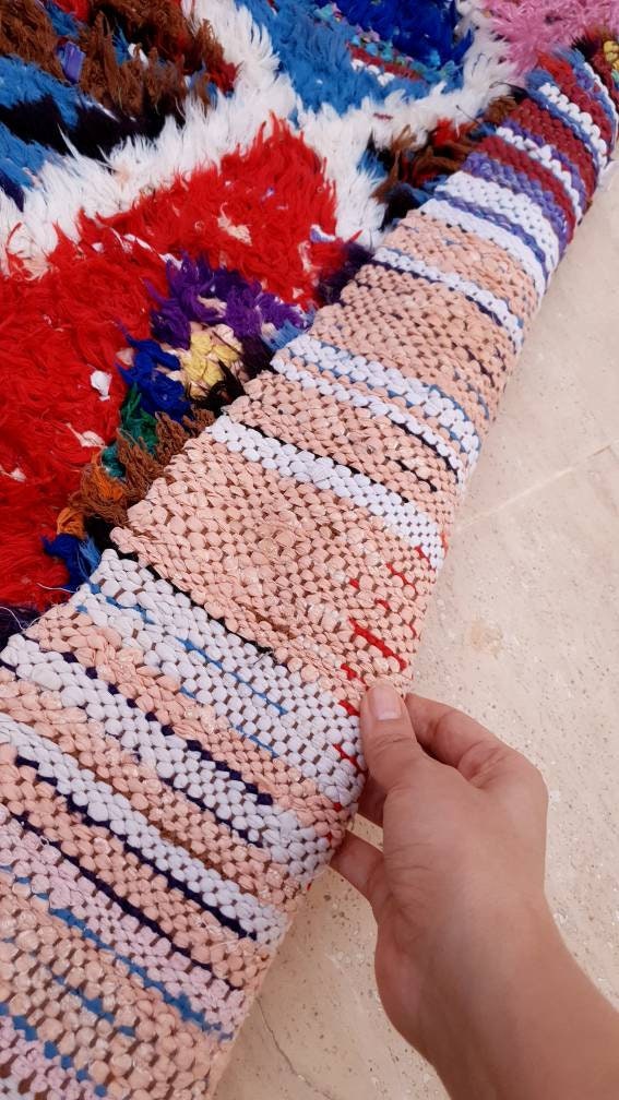 Vintage Moroccan Rug 1.7x6.1 Super Pretty Runner Rug Abstract Boujaad Rug | Berber Boucherouite Hallway Rug|