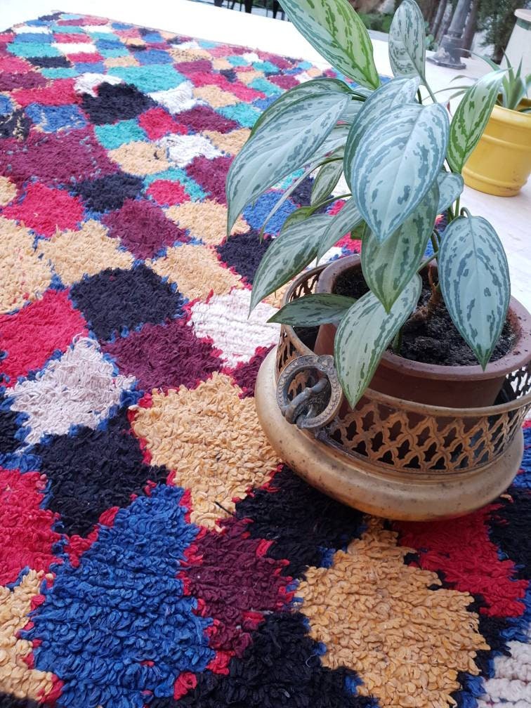 Vintage Moroccan Rug 5.2x9.5 Antique Azilal rug, Genuine Vintage Berber Rug