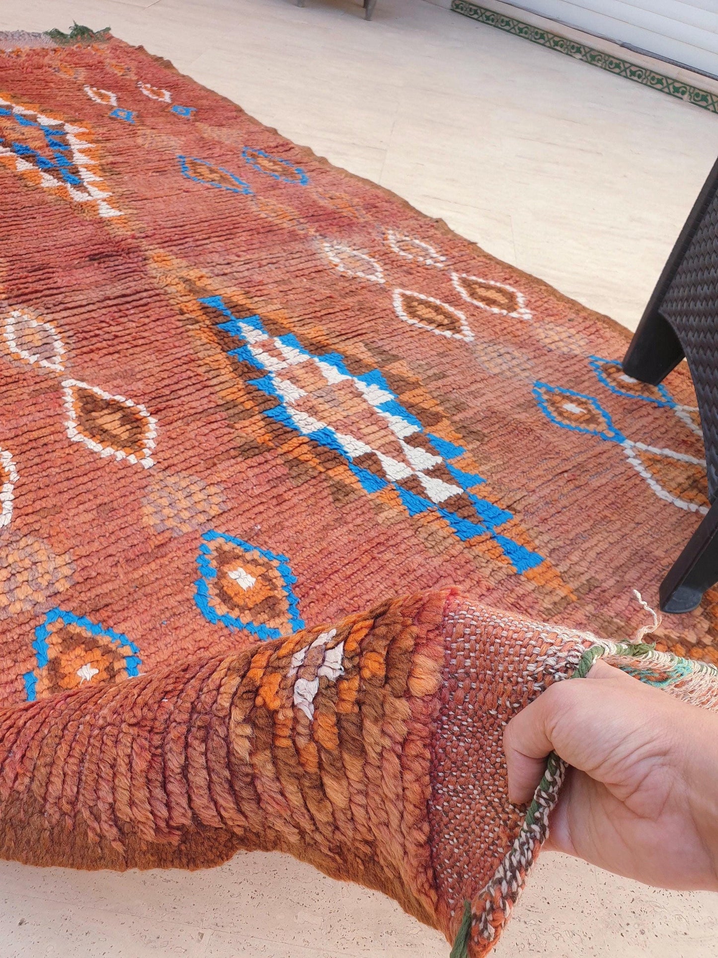 50% OFF CLOSING SALE Precious Vintage Moroccan Rug 4.3x8 "Cinnamon Delight" Brown boujaad rug, terracota earth tones rug
