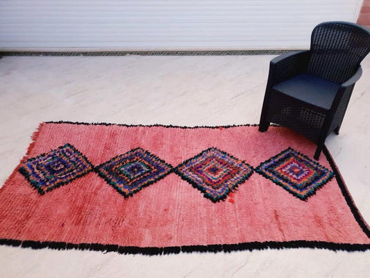 Vintage Moroccan rug | 4x7.7 Genuine Boujaad rug | A Stunning Gem | Unique blush warm tones muted blush coral rug