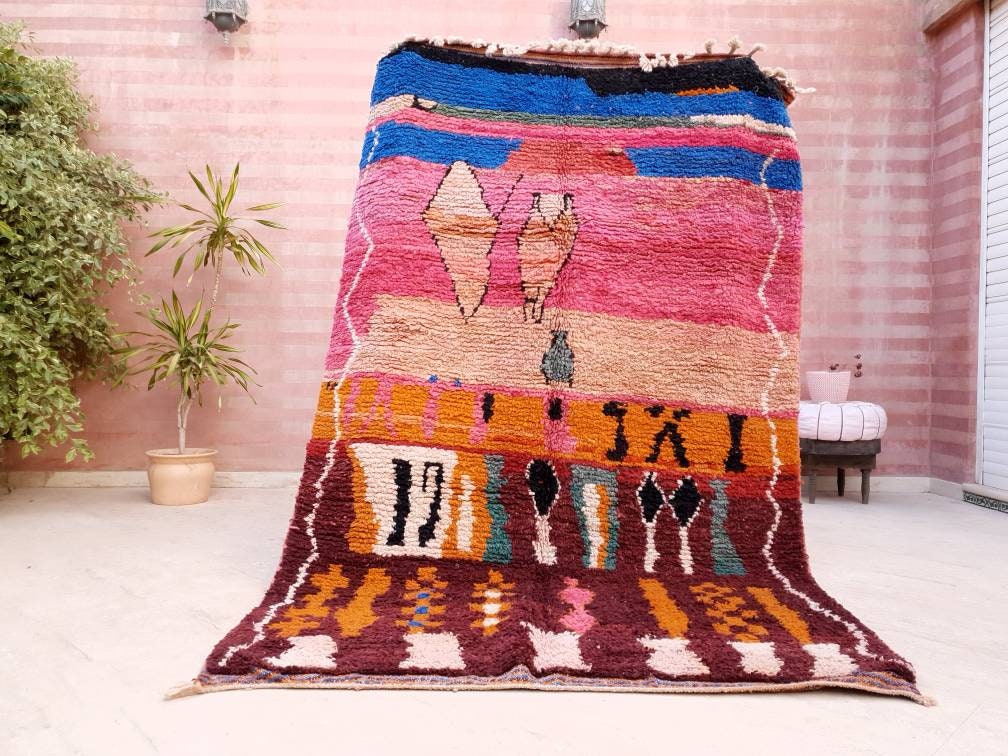 50% OFF CLOSING SALE Gorgeous Moroccan Rug "Sunset in Paradise" 5.4x8.5 Boujaad rug  bedroom rug beni ourain rug Super Pretty Colorful Rug