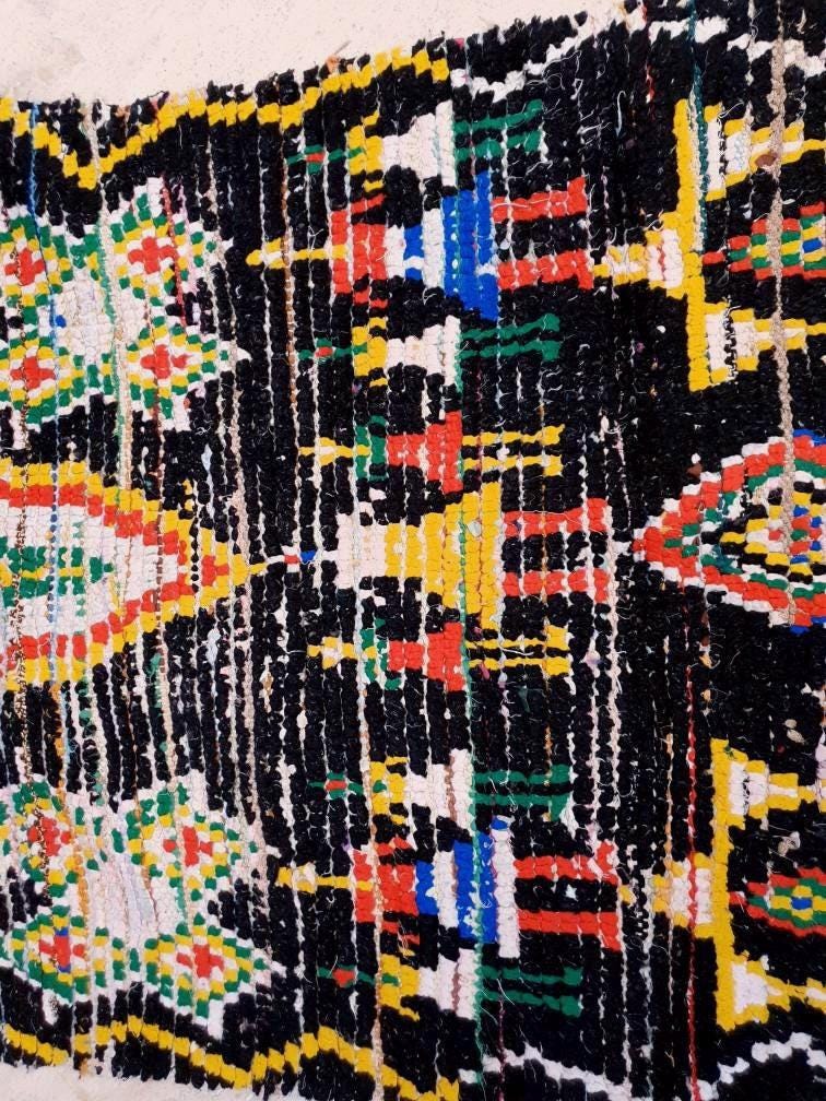 Vintage Moroccan Rug 2.7x11 Black Retro runner Rug Unique Hallway Rug bedroom living room rug boujaad runner rug