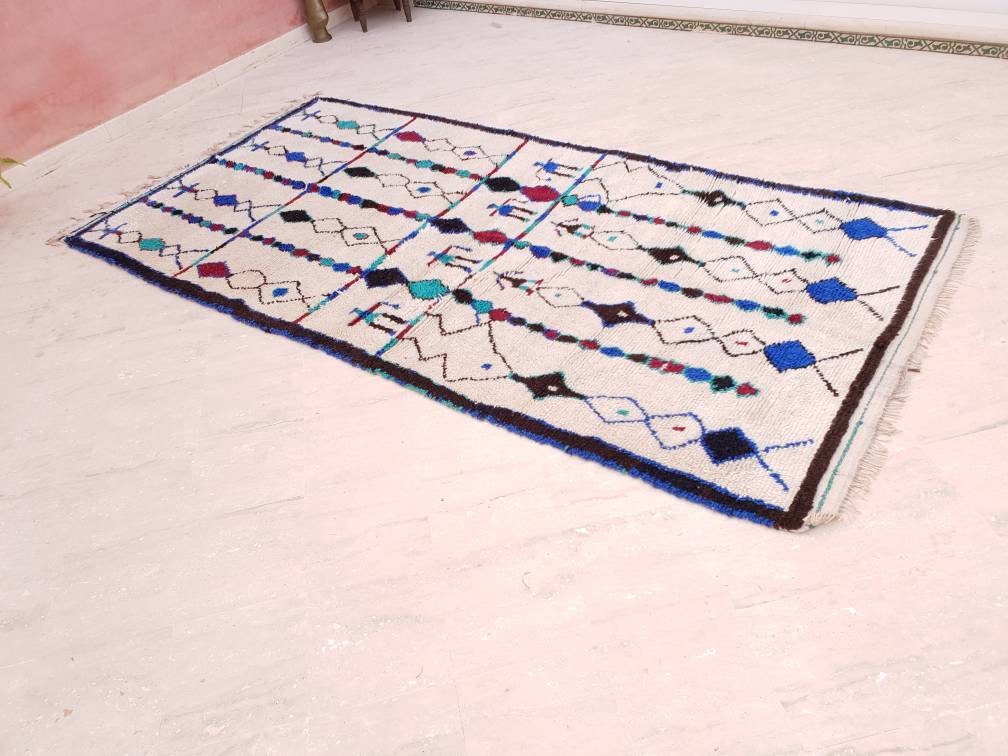 Vintage Moroccan Rug 5x10 Beni ourain rug, Berber rug, bedroom rug, beni Ourain rug, living room rug