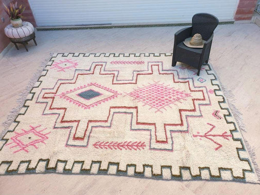 Stunning Moroccan Rug 8.6x10.1 Softest  Azilal Rug, By Me Authentic Atlas Wool Rug, arge berber Pink bedroom rug
