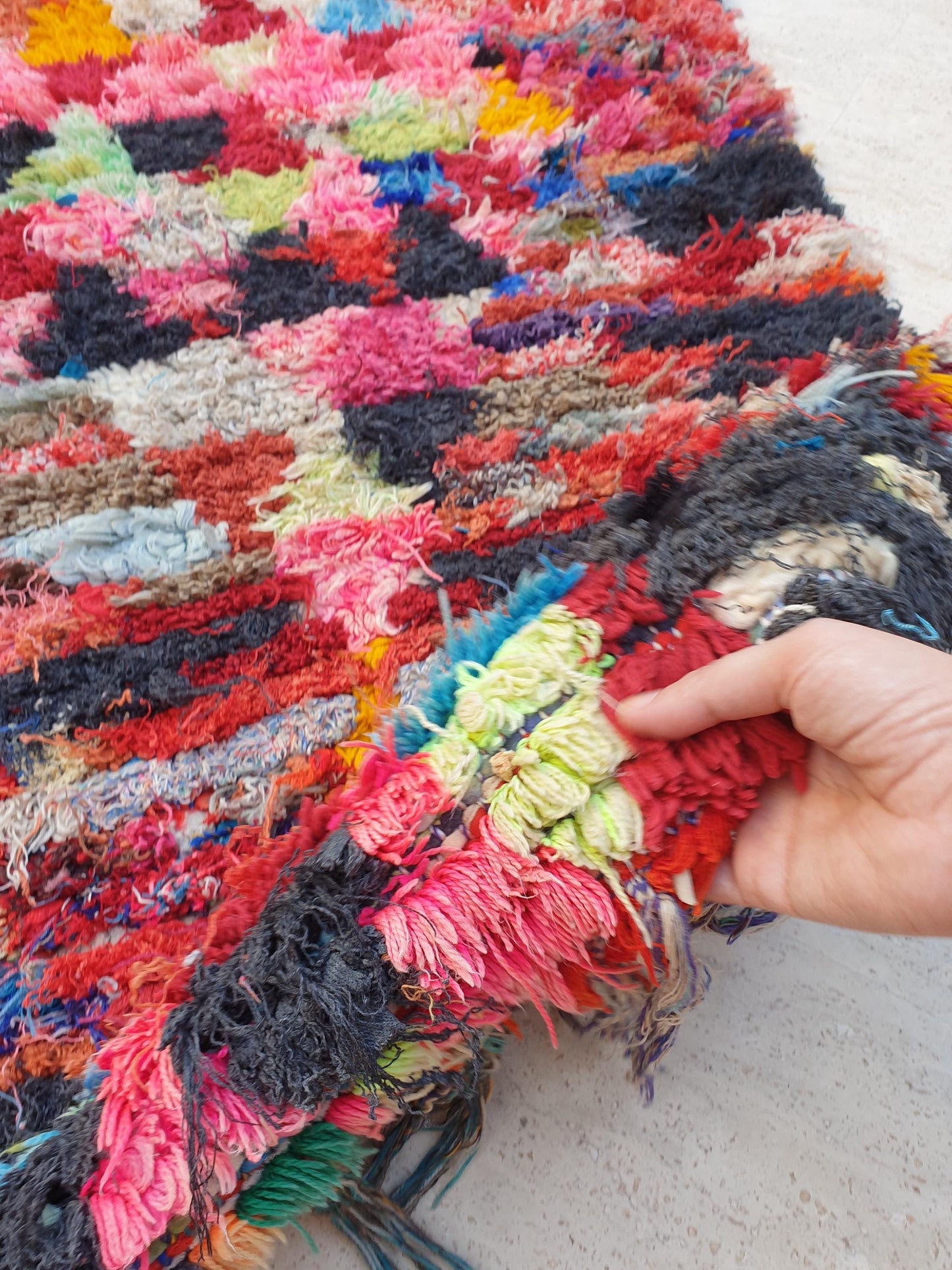 Beautiful Moroccan runner rug 2.8x6.6 Colorful Boucherouite Rug, Tribal Morocco accent rug