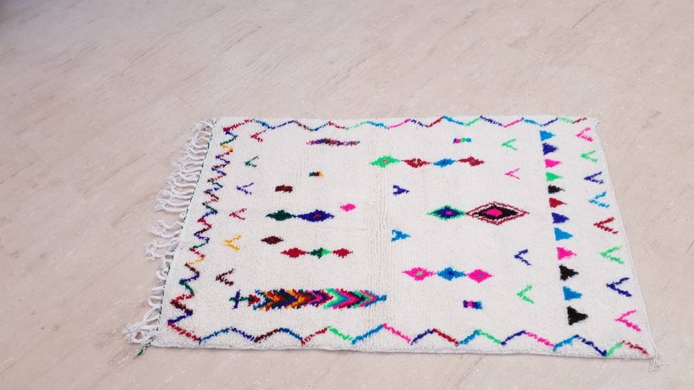 Moroccan rug, Azilal rug "Candy Castle" Colorful Rug Berber wool rug, bedroom rug living room rug nursery bedside children rug