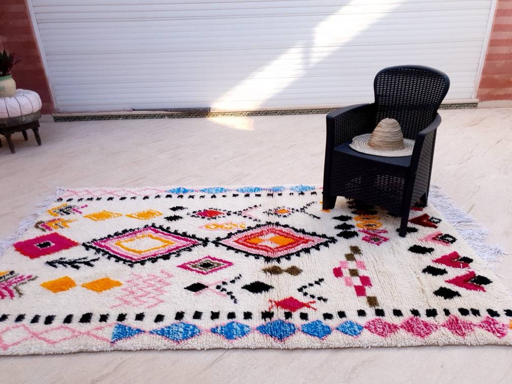 Fine Moroccan rug, 5x8.5 Original Artist rug BY ME, Azilal rug Designer rug Berber colorful rug morrocan rug Bedroom rug living room rug