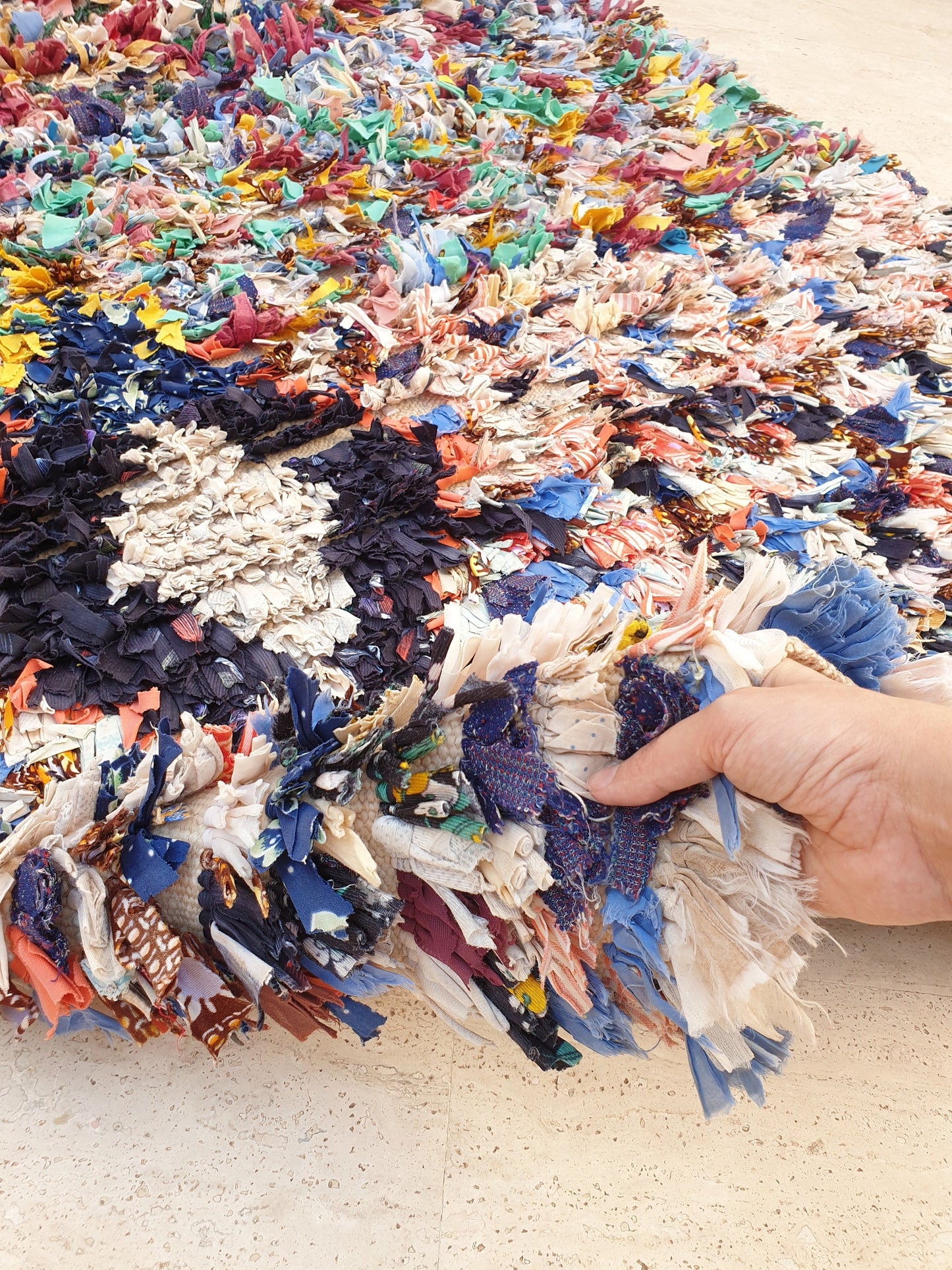 Gorgeous colorful Moroccan Rug 3.8x7.2 Starry Night Fun Tribal Rug, Boucherouite Rug, cheerful rag Berber Rug