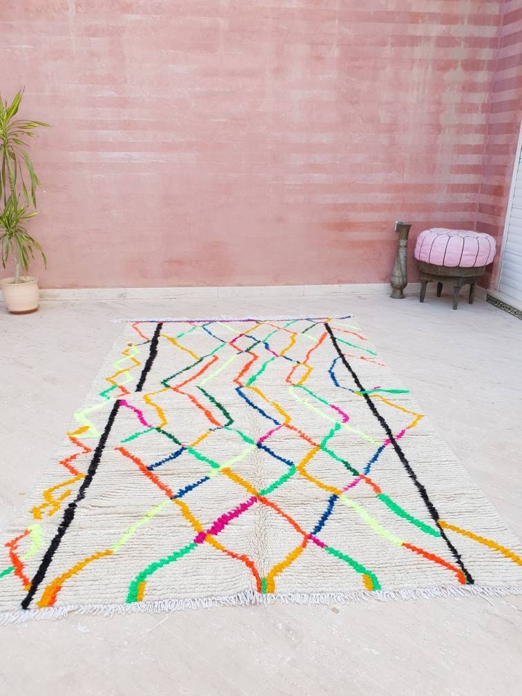 50% OFF CLOSING SALE Authentic Moroccan Rug 5x8 Fine Berber Azilal Rug unique Authentic Moroccan Wool rug soft bedroom rug living rug