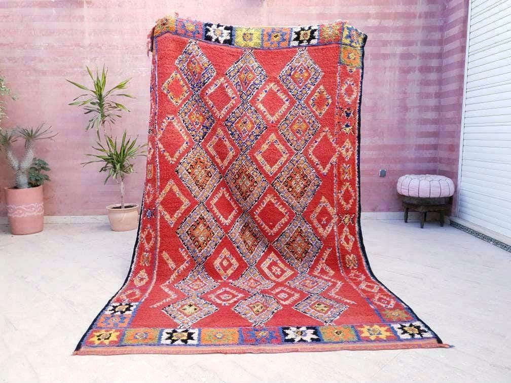 Stunning Vintage Moroccan rug, 5.7x9.2 red Boujaad rug blush warm tones bedroom living room rug boho rug berber ru