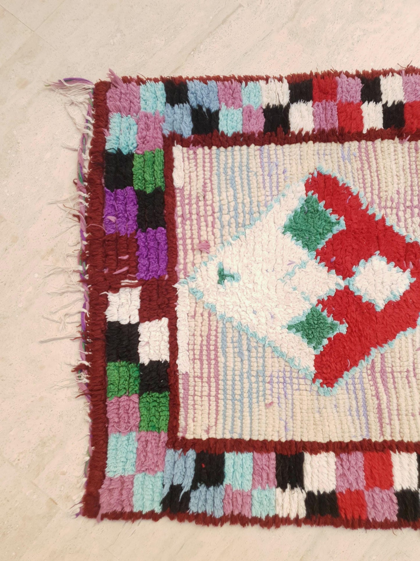 Vintage Moroccan Rug, 3.3x7.6 gray runner rug morrocan rug beni ourain rug, grey boujaad rug bedroom rug living room rug boucherouite rug