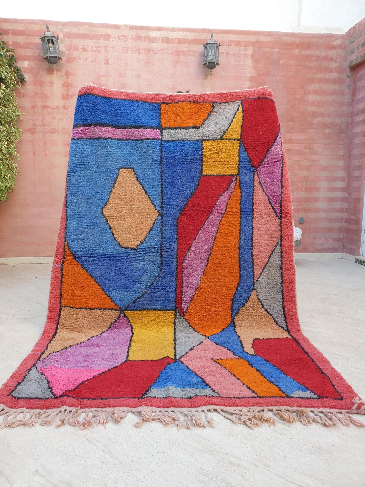 Gorgeous Colorful Moroccan Rug 5.8x8.5 Abstract Art Deco Unique Wool Carpet, Morocco Boujaad Rug