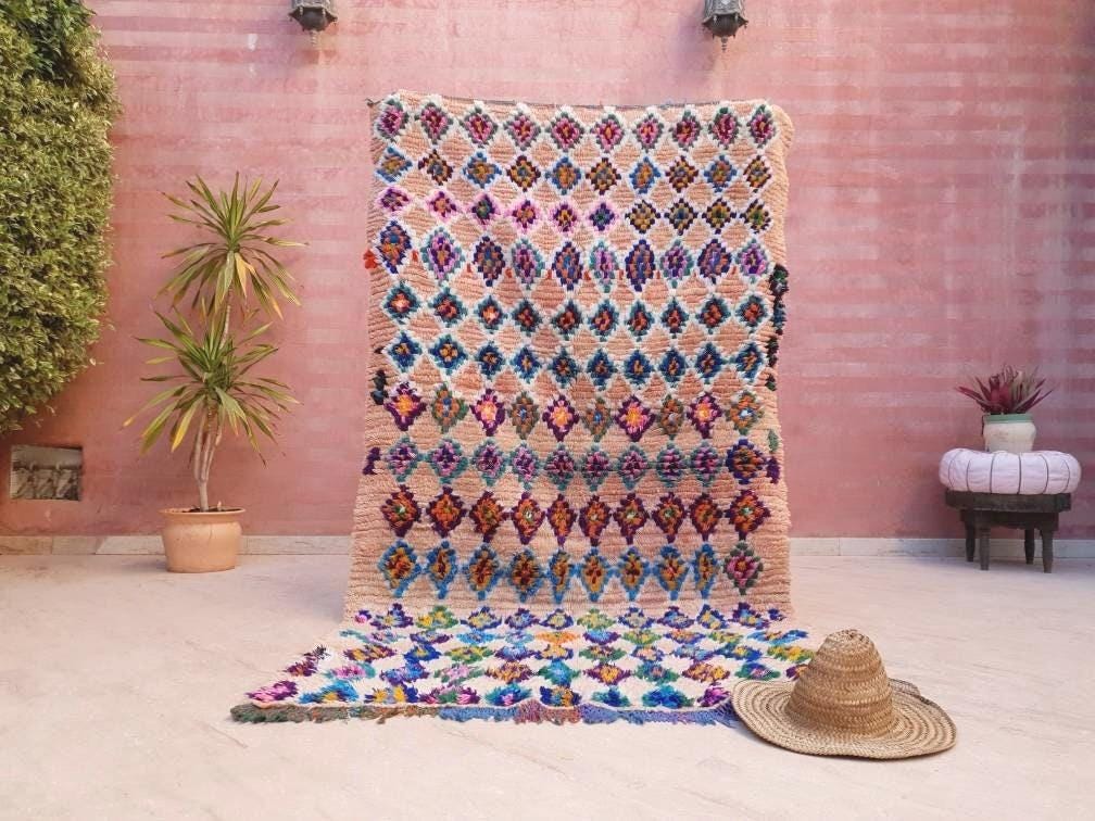 Gorgeous Moroccan Rug 4.5x8.1 Super Pretty Pastels Colorful rug  Blush moroccan rug,  beni ourain rug soft handmade rug living room rug
