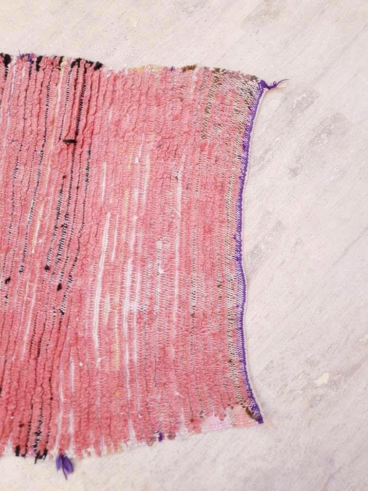 Super Pretty Vintage Moroccan Rug 2.9x6.8 "Lady in Purple" Blush Boujaad runner rug  bedroom livingm hallway berber rug