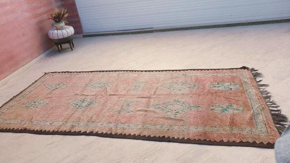 50% OFF CLOSING SALE Gorgeous Vintage Moroccan Rug 5.2x11.3 marvelous pastels beige teal rug Boujaad rug large berber peach boujad rug